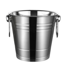 Tabletop Wine Racks Stainless Steel Ice Bucket Portable Chiller Cooler With Comfortable Handle Twoear Bar Set 231216