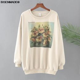 Fur Women Clothing Hoodies & Sweatshirts Plus Size 2021 Autumn New Loose Casual Ink Painting Long Sleeve Female Tops 6708