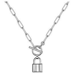 Chains 2021 European And American Women Punk Style OT Buckle Lock Pendant Paper Clip Chain Necklace Sexy Party303U