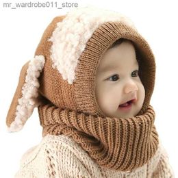 Caps Hats Winter Baby Beanie Cap Cartoon dog Ear Protection Knitted Hat for Toddler Boys Girls Cute Korean Warm Kids Crochet Hats Gorros Q231216