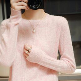 Dresses 100% Merino Wool Sweater Women Pullover 2021 Autumn Winter New Warm Soft Oneck Long Sleeve Knitted Female Solid Casual Jumper