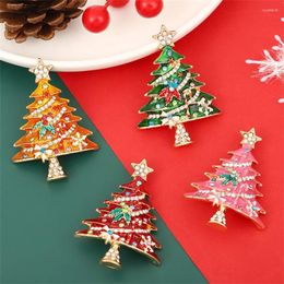 Brooches 60PCS Wholesale 2023 Christmas Pin Enamel Tree Rhinestone Unisex Brooch Sweater Suit Accessories