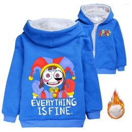 Men's Hoodies Sweatshirts Men's Hoodies Amazing Digital Circus Winter Hooded Sweater Warm Zipper Jacket for Kids Boy Girl