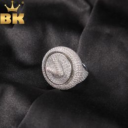 Wedding Rings TBTK Hiphop Ring Personalised Initial Bubble Letter Spinning Ring Full CZ Custom Rotatable Charm Rings Rapper Jewellery For Men 231215