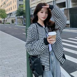 Women's Jackets Autumn Winter Vintage Women Short Jacket Fashion Korean Plaid Loose Coat High Street Female Casual Outerwear Clothing