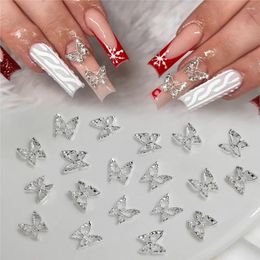 Nail Art Decorations 20/10Pcs Butterfly Shaped Rhinestone Metal Alloy Diamond Butterflies Charms Silver Gold Jewelry Accessories