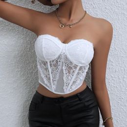 Women's Tanks Lace Strap Camisole Sexy Solid White Crop Top Women Short Slim Hollow Out Streetwear Ladies Summer Fashion Tank Design