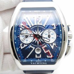 Men's Products Vanguard 44mm watch 7750 Valjoux Automatic Movement with Functional Chronograph watch Blue Dial Exploded Numer327t