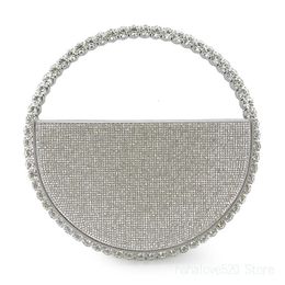 Evening Bag Dinner Shiny Silver Round Full Diamond Banquet Luxury Circle Handle Clutch Bags Handbag Wedding 231216