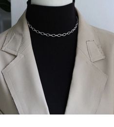 Collana a catena per uomini Donne Donne a catena Long Collar Colo in pizzo Silver