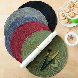 Table Mats Christmas Round Mat Nordic PP Woven Western Set Household Insulation Placemat For Dining