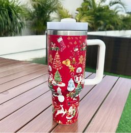 Water Bottles Stainless Steel Vacuum Travel Insulated 40oz Coffee Tumblers with Pouch Double Wall Christmas Tumbler With Handle And Straw 231216