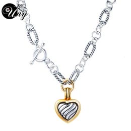 Pendant Necklaces UNY Fashion Trendy Pendants Antique Necklace Heart cable Women Charms Gift 231215
