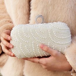 Evening Bags Pearl Clutch Bag Purse Ladies white Hand for Party Wedding black Shoulder Bolsa Feminina 231216