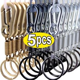 Keychains Elastic Retractable Spring Key Chain Metal Gourd Buckle Clasp Car Strong Carabiner Hanging Keychain Simple Climbing Hook Keyring