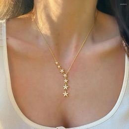 Pendant Necklaces Huitan Aesthetic Stars Necklace Women Luxury Silver Color/Gold Colour Choker Chain Wedding Party Fashion Jewellery