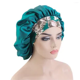 Berets 2 Pcs Silk Satin Bonnet Hair Caps Sleeping Bonnets Comfortable Flower Band Women Braids Curly Night