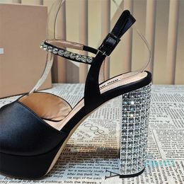 sandals women designers Shoes Fashion Crystal rhinestone Platform heels Leather shoe 13CM High heeled womens sandal