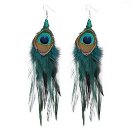 Dangle Earrings Lureme Bohemian Style Multicolor Pheasant Feathers For Women Girls Large Feather Drop Earrings(er006405-12)