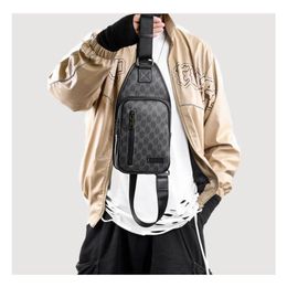 Fashion Man Messenger Bags Plaid Men Bags Shoulder Crossbody PU Leather Sling Bag For Male Black Single Women Backpack for girls b229D