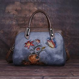Evening Bags Vintage Women Bag Leather Retro Handbag For Handmade Embossed Shoulder China StyleBags Female 231216