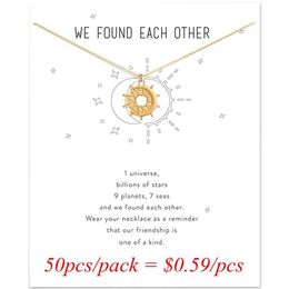 Pendant Necklaces Whole 50pcs pack Hollow Moon Sun Gold Sliver Plated Alloy Charm Chain Colar Necklace For Reminder336x