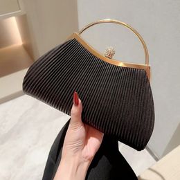 Evening Bags 2023 Bag For Women Elegant Glitter Pleated Ladies Clutch Luxury Party Wedding Shoulder Crossbody Banquet Handbag 231216