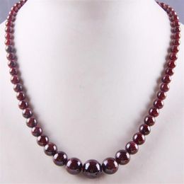 Chains Natural Garnet Graduated Round Beads Necklace 17 Inch Jewelry For Gift F190149R
