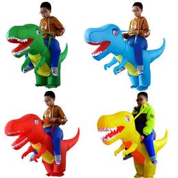 Adult Kids Inflatable Costume Halloween Dragon Dinosaur Cosplay T-Rex Fancy Dress Children Ride On Dino Purim Costumes G0925281j
