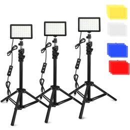 Material Led Photography Video Light Panel Lighting Photo Studio Lamp Kit with Tripod Stand Rgb Filters for Shoot Live Streaming Youbube