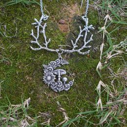 Chains Halloween Witchy Forest Branch Flower Moon Mushroom Necklace