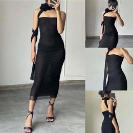 Casual Dresses Women's Rose Flutter Belt Bustier Sexy Slim Party Backless Long Dress