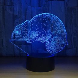 Night Lights Chameleon 3D Lamp Lizard Table 7 Colours LED Remote Touch Nightlight USB Lampara Baby Sleeping Indoor DecorNight270a