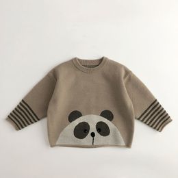 16234 New Autumn Winter Kids Cartoon Panda Cat Bear Pullovers Knitted Sweater Children Long Sleeve O-Neck Knitwear Sweaters For Boys Girls