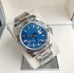 Mens Sport Watches Original Miyota Cal.8215 Watch Mechanical Men 904L Steel 41mm Green Blue Pit Pattern Sapphire Glass 126334 Wristwatches