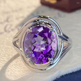 Cluster Rings Fashion Design Purple Crystals Zircon Engagement Ring For Women Luxury 925 Sterling Silver Wedding Bridal Fine Jewelry