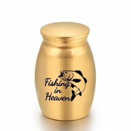 Cremation Urns Ashes Holder Keepsake Pet Memorial Mini Urn Jar Funeral Urn Pendant - Fishing in Heaven 25x16mm248j