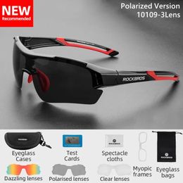 Eyewears ROCKBROS Cycling Glasses Men Women Sports Sunglasses Road MTB Bicycle Polarised Glasses Riding Protection Eyewear 3 Lens Goggles