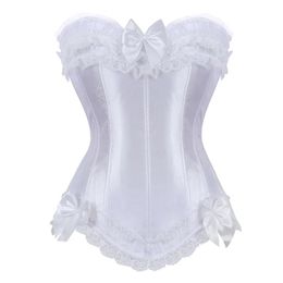 Pants Sapubonva Corset Top Bustier Plus Size Overbust Zipper for Women Shaper Gothic Satin Lace Up Red Bridal White