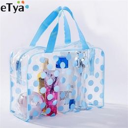 Cosmetic Bag Fashion Dot Women Travel Transparent PVC Waterproof Neceser Make Up s Makeup Pouch Wash Toiletry Tote Case 220218258R
