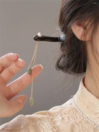 1pcs Classical Hairpin Ancient Style Wooden Hair Stick Cheongsam Hanfu Accessories Long Tassel Headdress Women Girl Gift