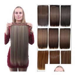 Clip In/On Hair Extensions 24 Mti-Colored Five Clips In Pieces Straight Smoothy Heat Resistant Synthetic Drop Delivery Products Dhcgt