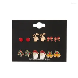 Dangle Earrings 6 Pairs Christmas Bow Tie Elk Tree Earring Party Holiday Jewelry For Teens Kids Decor Birthday Gift F19D