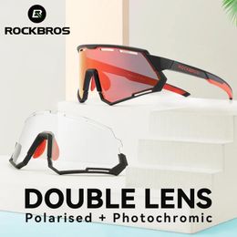 Eyewears ROCKBROS Cycling Sunglasses Glasses Polarised Photochromic Lens Men Women MTB Road Bike Sports Eyewear Bicycle Goggles UV400