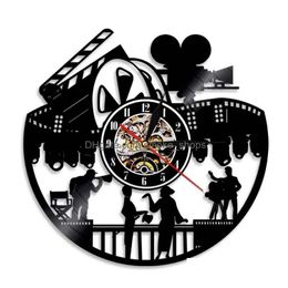 Wall Clocks Cinema Theatre Record Clock Acting Actor Movie Production Film Lovers Home Decor Hanging Watch Director Actress Gift Dro Dhxzn