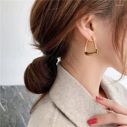 Stud Earrings Titanium Steel Textured Exaggerated U-shaped Geometric Women Jewellery Party T Show Gown Runway Korean Japan Trendy INS