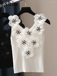 Women's Tanks Eshin Crop Tops Sleeveless 3D Floral Sling Vest Clothing Summer Camis Korean Sweet Ruffles Y2k Cloths TH4175