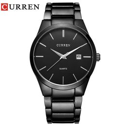 Curren 8106 Men 30m Waterproof Sports Casual Watches Mens Hour Date Month Stainless Steel Quartz Watches Relogio Feminino Black Y1203t