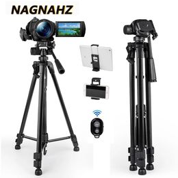 Holders 55inch Travel Tripod Camera Mobile Phones Stand Aluminium Portbale Tripode for iPhone Canon Sony Video Cameras with Phone holders