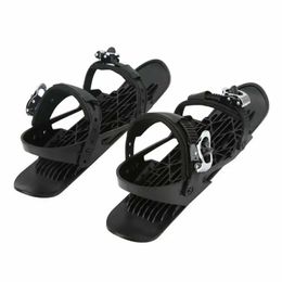 Sledding Mini Ski Shoes Black Free Size Adjustable Binding Outdoor Snowboard Boots for Forest Trails 231215